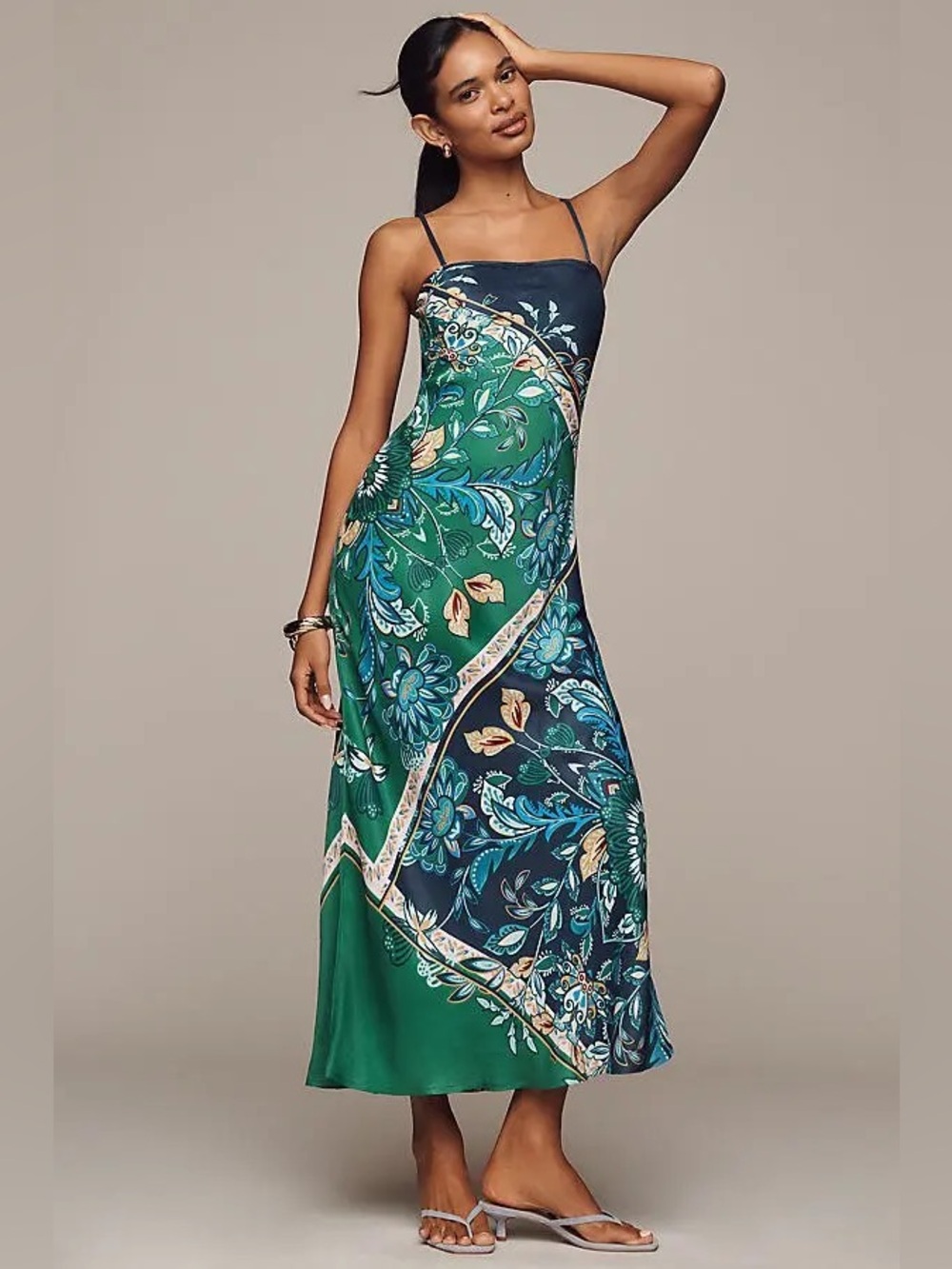 Conditions Apply Chloe Maxi Slip Dress - Green/Blue